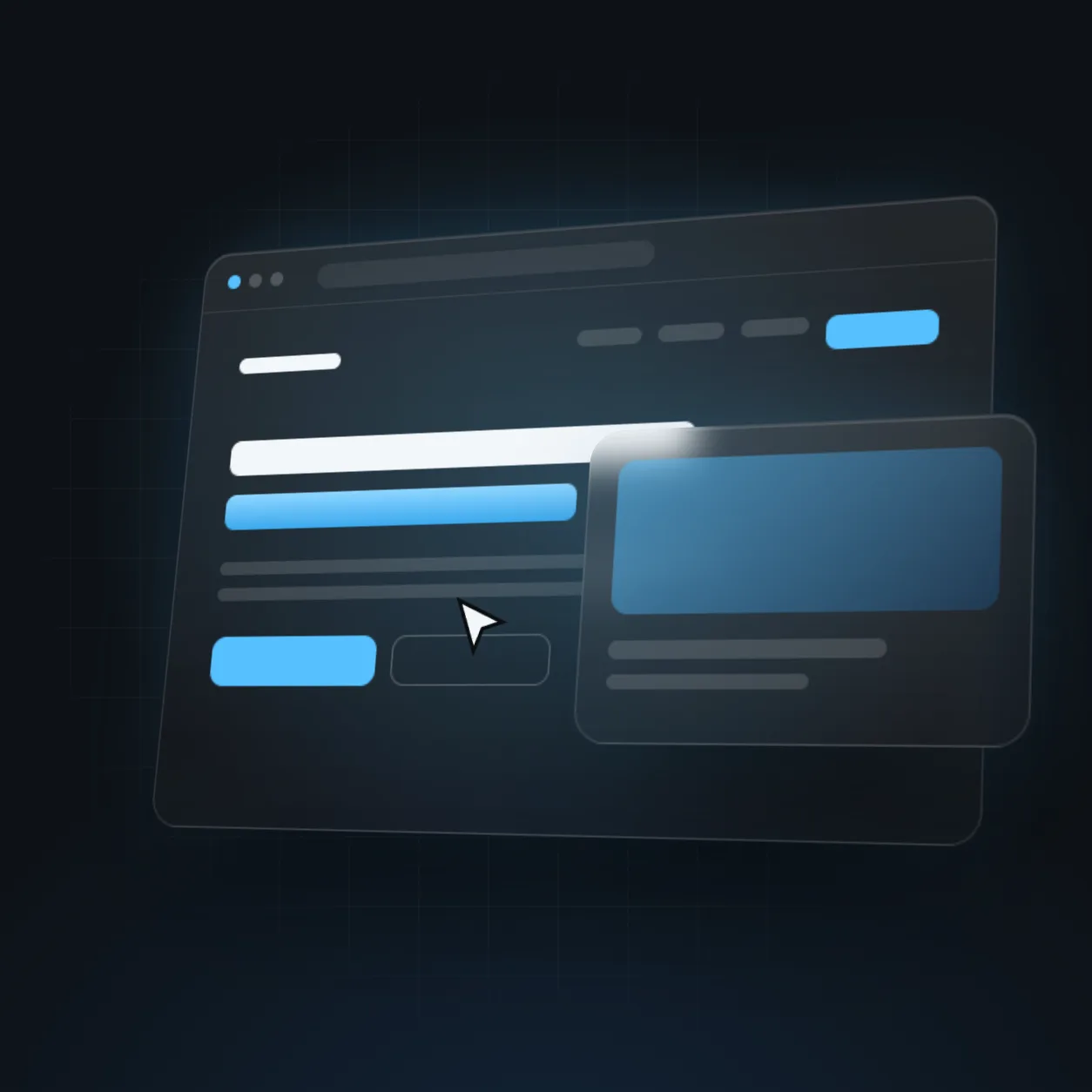 Sculptural illustration of a browser window - website development