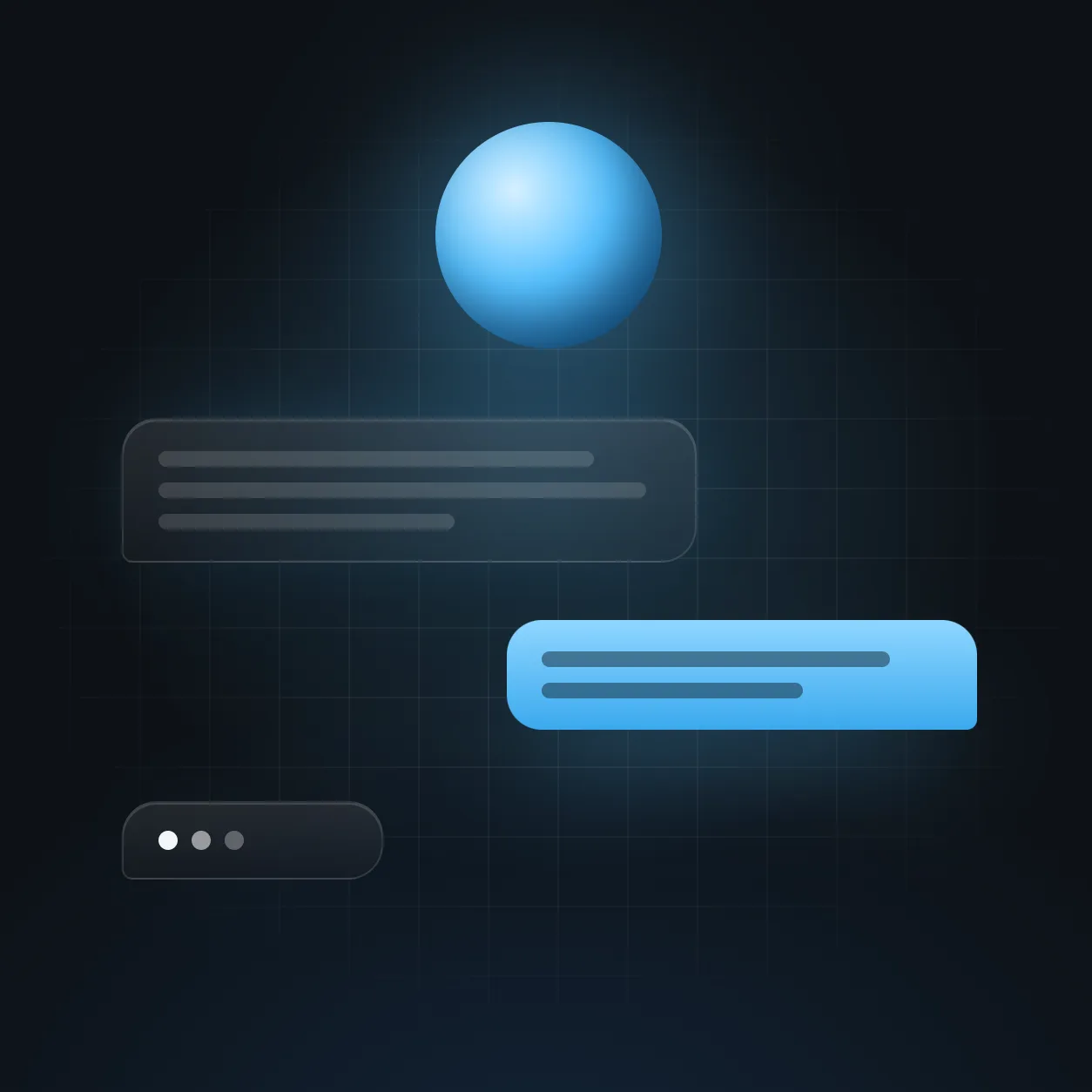 Sculptural illustration of two chat bubbles - write to us